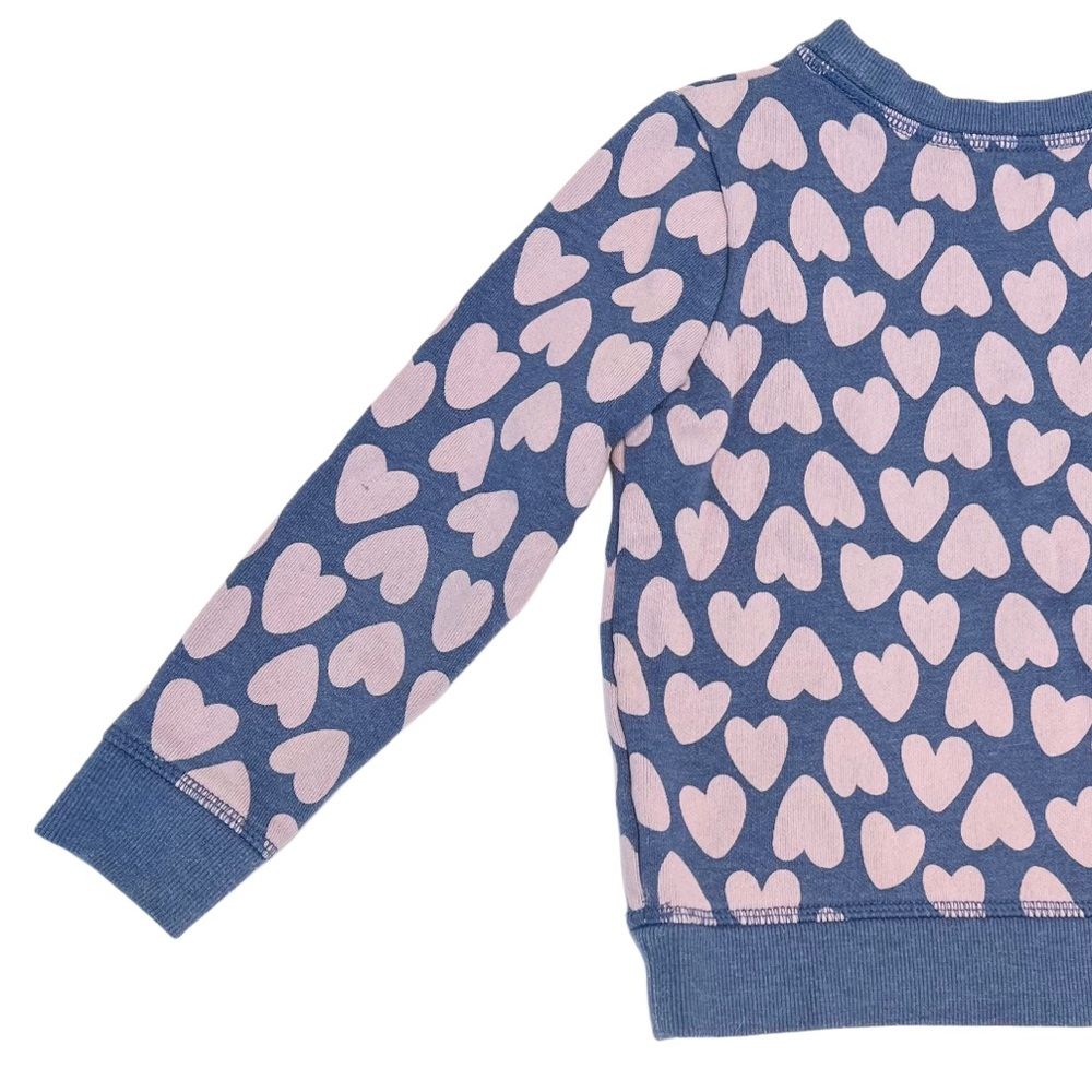 Cat & Jack Fleece Lined Kids Navy and Pink Heart Pattern Sweatshirt | Girls 5T - Picture 4 of 7
